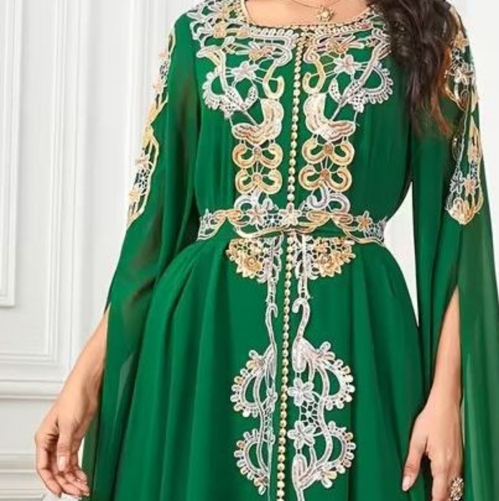 Elegant Green Embroidered